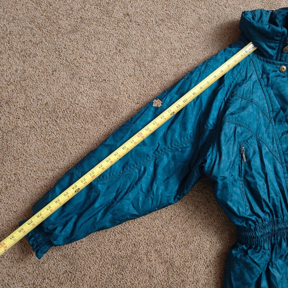 Vintage Descente‎ Teal Floral Ski Jacket Women's Size 10 Winter Warm Coat - Picture 13 of 16